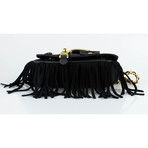 Moschino // Leather Motorcycle Jacket Fringe Crossbody Handbag // Black