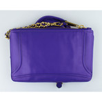 Moschino // Leather Mini Motorcycle Jacket Clutch Wristlet Bag // Purple