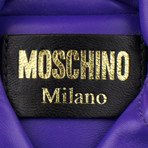 Moschino // Leather Mini Motorcycle Jacket Clutch Wristlet Bag // Purple