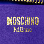 Moschino // Leather Mini Motorcycle Jacket Clutch Wristlet Bag // Purple