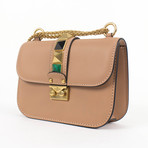 Valentino // Leather 'Glam Lock' Small Cross-Body Shoulder Bag // Brown