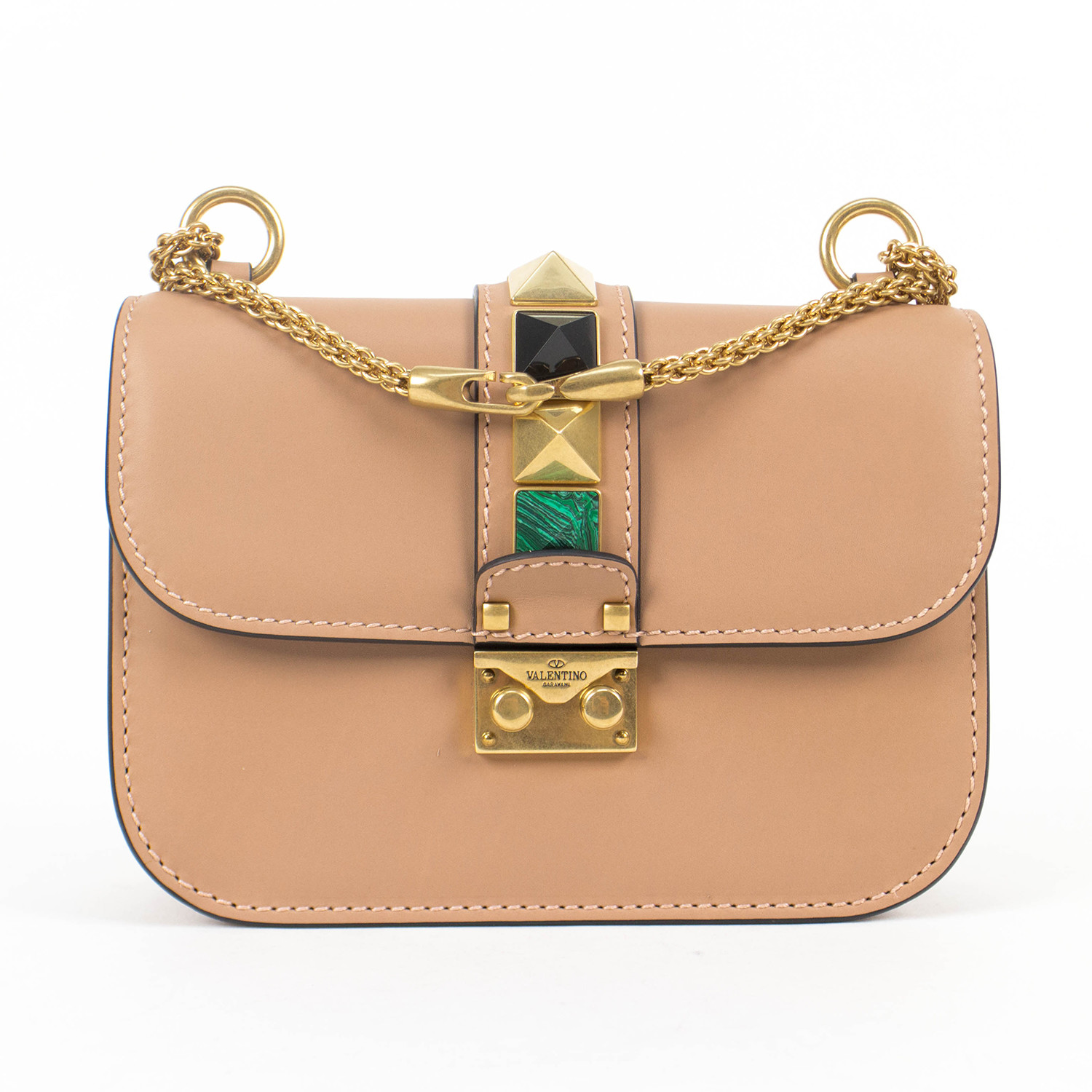 Valentino // Leather &#39;Glam Lock&#39; Small Cross-Body Shoulder Bag // Brown - Designer Handbags ...