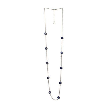 Long Thin Necklace // Gunmetal Blue