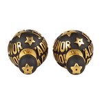 Lacquered J'Adior Tribales Earrings // Gold + Black