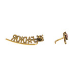Strass J'Adior Earrings // Antique Gold + Fuchsia