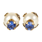 Mini Stars Strass Tribales Earrings // White Antique + Gold + Blue