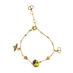 One Pearl + Charms Bracelet // Antique Gold + Multi-Color