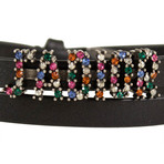 Crystal J'Adior Leather Two Loop Bracelet // Black + Multi-Color