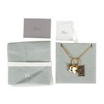 Multi Charms Dior Strass Long Necklace // Antique Gold