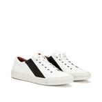 Alaric Calf + Painted Stripe Sneaker // White + Black (US: 7)