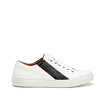Alaric Calf + Painted Stripe Sneaker // White + Black (US: 7)