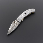 Engraved Damascus Folding Knife // ENG-13