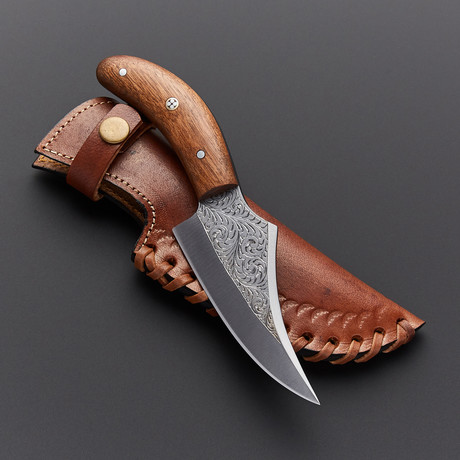 Engraved Walnut Skinner Knife // ENG-14