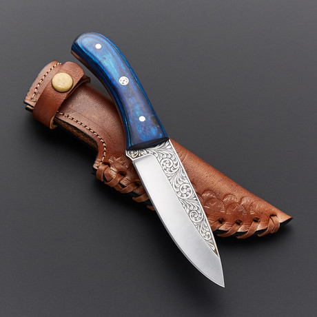 Engraved Blue Skinner Knife // ENG-16
