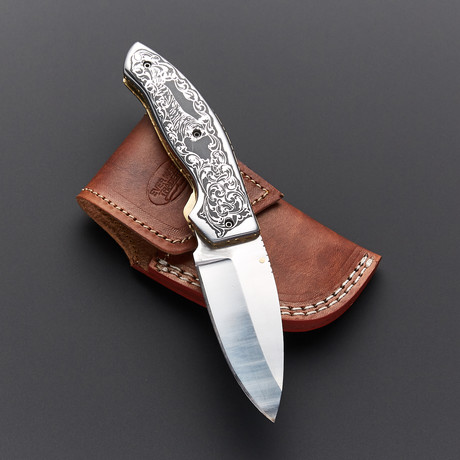 Etched J2 Steel Folding Knife // F-210