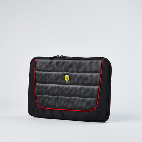 Scuderia Ferrari Protective Notebook Sleeve // Black + Red Piping (11")