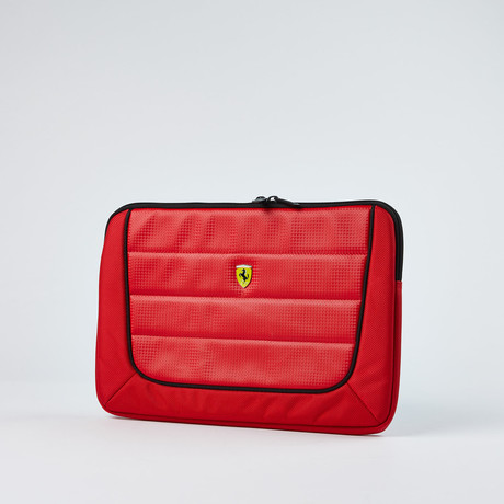 Scuderia Ferrari Protective Notebook Sleeve // Red + Black Piping (11")
