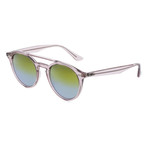 Men's Propionate Oval Sunglasses // Crystal Pink + Green Gradient Mirror