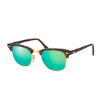 Mirror Clubmaster Sunglasses // Tortoise + Gold + Green