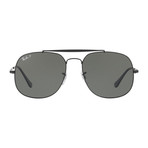 General Metal Aviator Sunglasses // Black + Gray // Polarized