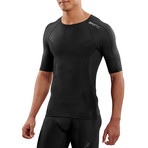 SKINS DNAmic Mens S/S Top // Black/Black (Small)