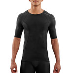 SKINS DNAmic Mens S/S Top // Black/Black (Small)