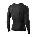 CORE Compression Long Sleeve Top // Black + Black (Small)