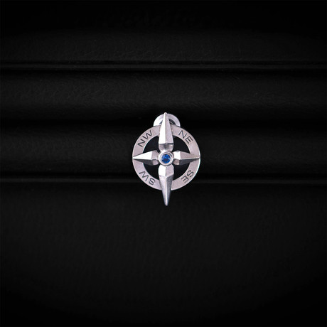 Sapphire Compass Lapel Pin // Sterling Silver