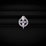 Sapphire Compass Lapel Pin // Sterling Silver