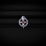 Sapphire Compass Lapel Pin // Sterling Silver + 14K Gold