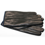 Cashmere Nappa Glove // Black + Dark Blue (Small)