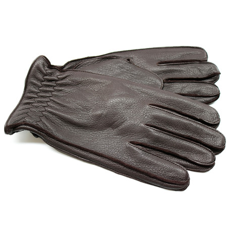 Deerskin + Cashmere Lining Gloves // Dark Brown (Small)