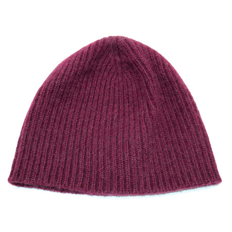 Cashmere Ribbed Beanie // 5ply (New Wine)