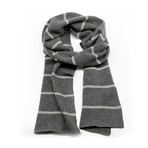 Cashmere Striped Scarf (Dark Heather Grey + Light Heather Grey)