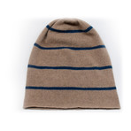 Cashmere Slouchy Striped Hat (Dark Heather Grey + Light Heather Grey)