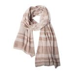 Lightweight Two-Tone Cashmere Scarf (Heather Charcoal + Cranberry)