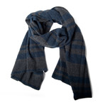 Lightweight Two-Tone Cashmere Scarf (Heather Charcoal + Cranberry)