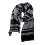 Lightweight Two-Tone Cashmere Scarf (Heather Charcoal + Cranberry)