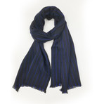 Cashmere Woven Striped Scarf (Medium Grey + Light Heather Grey)