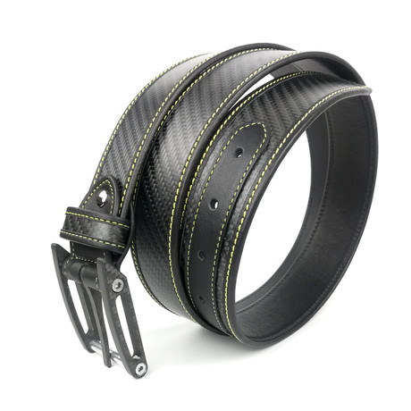 Carbo Six Belt // Black + Yellow Stitching (28")