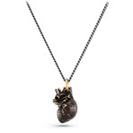 Small Black Anatomical Heart Necklace (Bronze // 20" Gunmetal Chain)