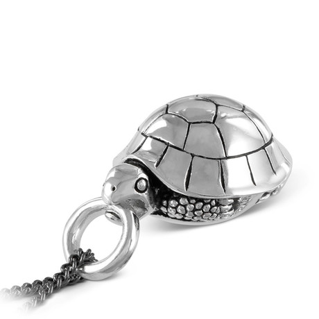 Turtle Necklace // White Bronze (White Bronze // 20" Gunmetal Chain)