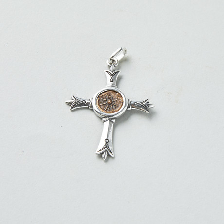 "Widow's Mite" Coin Of The Bible // Set In Custom Silver Cross