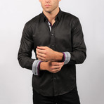 Peribsen Jaquard Button-Up Shirt // Black (S)