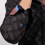 Weneg Print Button-Up Shirt // Navy (S)