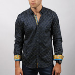 Grissley Print Button-Up Shirt // Navy (S)