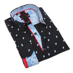 Sekhemib Print Button-Up Shirt // Navy (M)