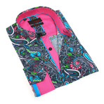 Bendel Paisley Print Button-Up Shirt // Turquoise (L)