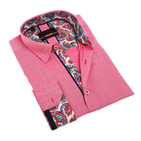 Khase Print Button-Up Shirt // Pink (S)