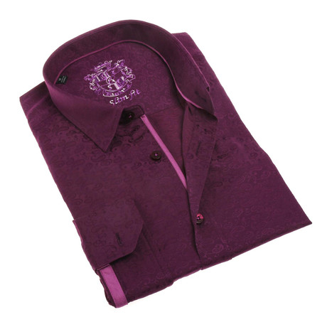 Mentu Jacquard Button-Up Shirt // Bordo (S)